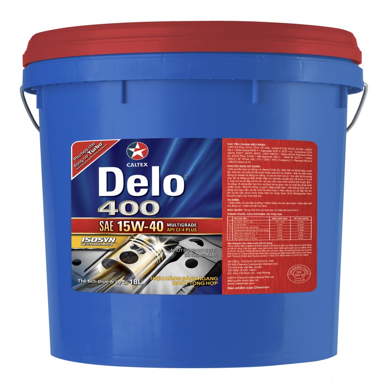 Dầu động cơ Delo 400 MGX SAE 15W40, 18 Lít (Diesel)