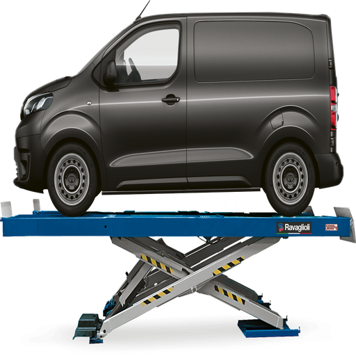 [RAVA-RAV650N155I:02] Cầu nâng cắt kéo 5 tấn, lắp chìm sàn (3 pha, màu xanh RAL 5015)