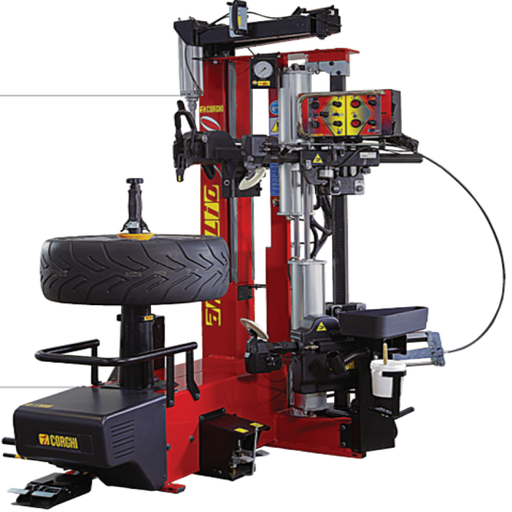 [COGI-0-1111883216] Máy ra vào lốp xe con không sử dụng lơ via (1 pha,màu đỏ RAL 3002) (bao gồm guốc ép và bàn nâng bánh xe)